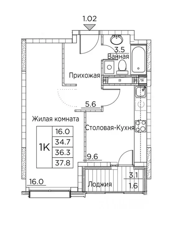 1-к кв. Приморский край, Владивосток ул. Расула Гамзатова, 7к2 (37.8 ... - Фото 0