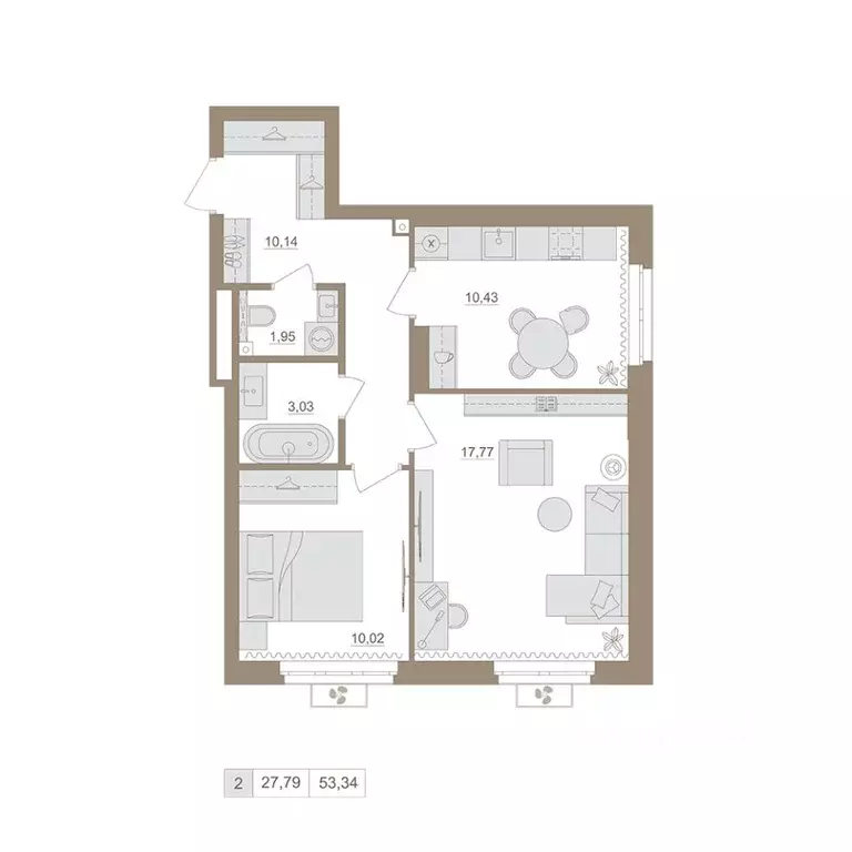 2-к кв. Башкортостан, Уфа бул. Яркий (53.34 м) - Фото 0