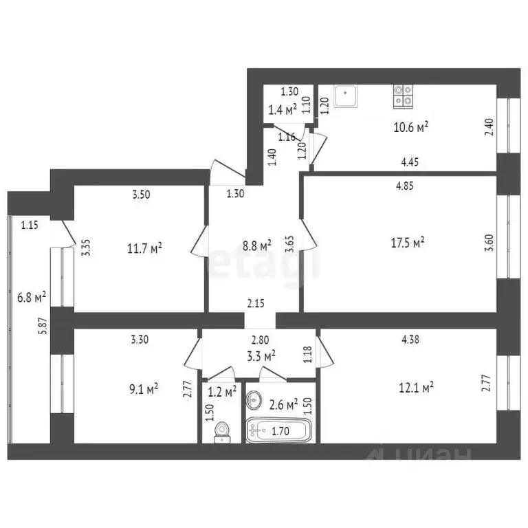 4-к кв. Башкортостан, Стерлитамак Михайловский мкр, ул. Сазонова, 18 ... - Фото 2