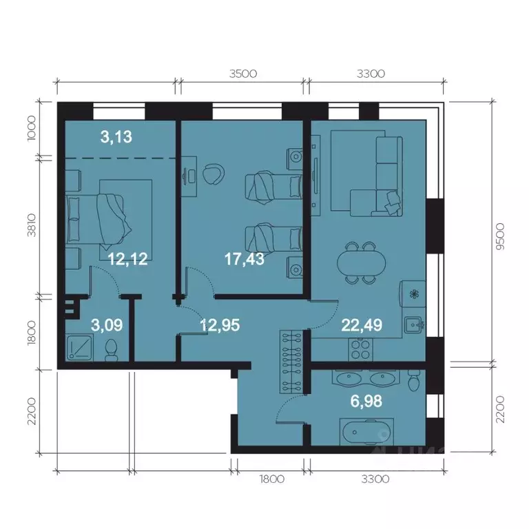 3-к кв. Иркутская область, Иркутск наб. Верхняя, 127 (78.19 м) - Фото 1