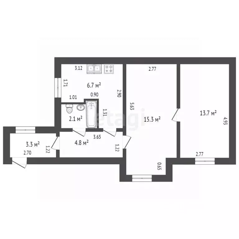 2-к кв. Санкт-Петербург 14-я Васильевского острова линия, 97Д (45.9 м) - Фото 1