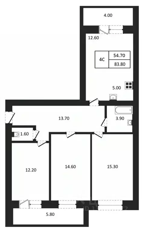 4-к кв. Новосибирская область, Новосибирск  (83.8 м) - Фото 1