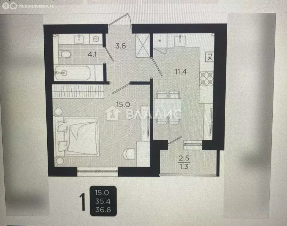1-комнатная квартира: Пионерский, Октябрьская улица, 2к1 (35.4 м) - Фото 1