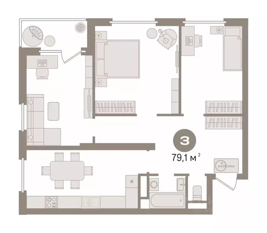 3-к кв. Тюменская область, Тюмень ул. Мельникайте, 2к12 (79.1 м) - Фото 1