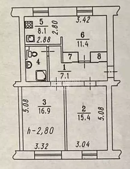3-к. квартира, 64,6 м, 2/3 эт. - Фото 0