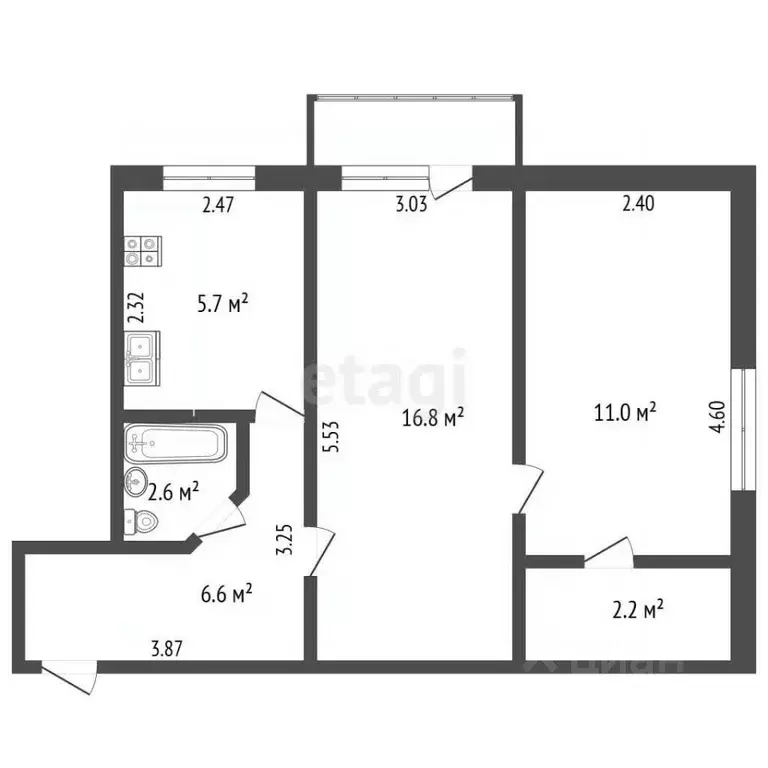 2-к кв. Ростовская область, Азов Азовский район, Петровский бул., 49 ... - Фото 1