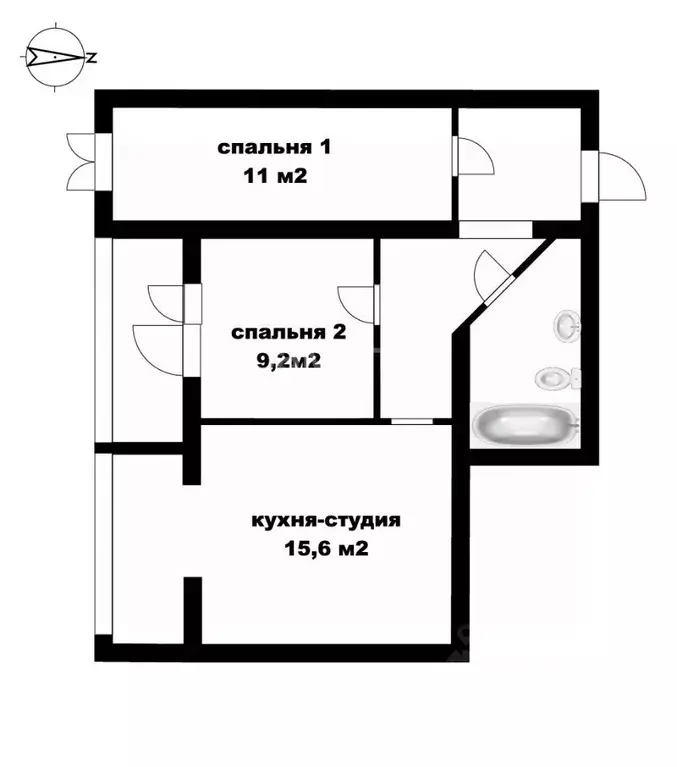 2-к кв. Томская область, Томский район, д. Кисловка, Северный мкр ул. ... - Фото 2
