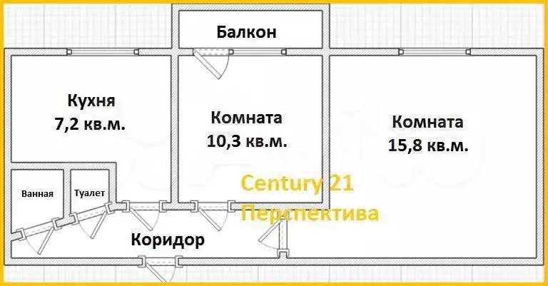 2-к. квартира, 43,5 м, 4/9 эт. - Фото 0
