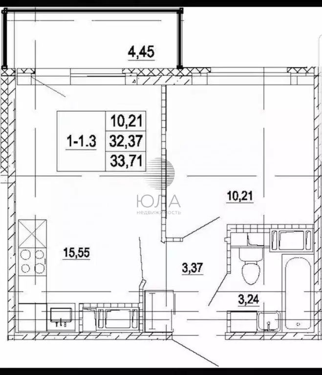 1-к кв. Ленинградская область, Мурино Всеволожский район, просп. ... - Фото 2