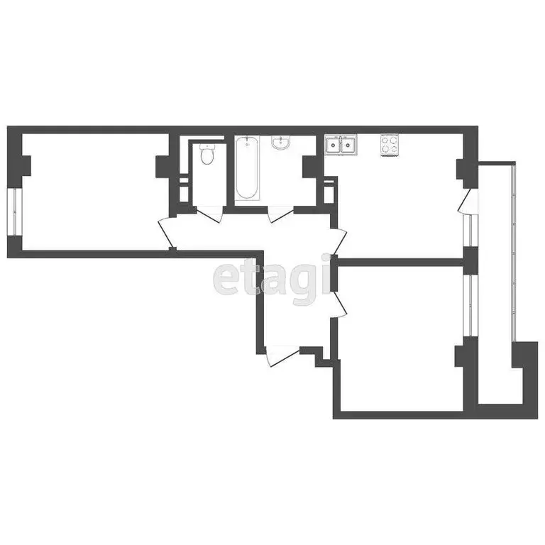 2-комнатная квартира: Тюмень, улица Николая Никитина, 6 (58.9 м) - Фото 1