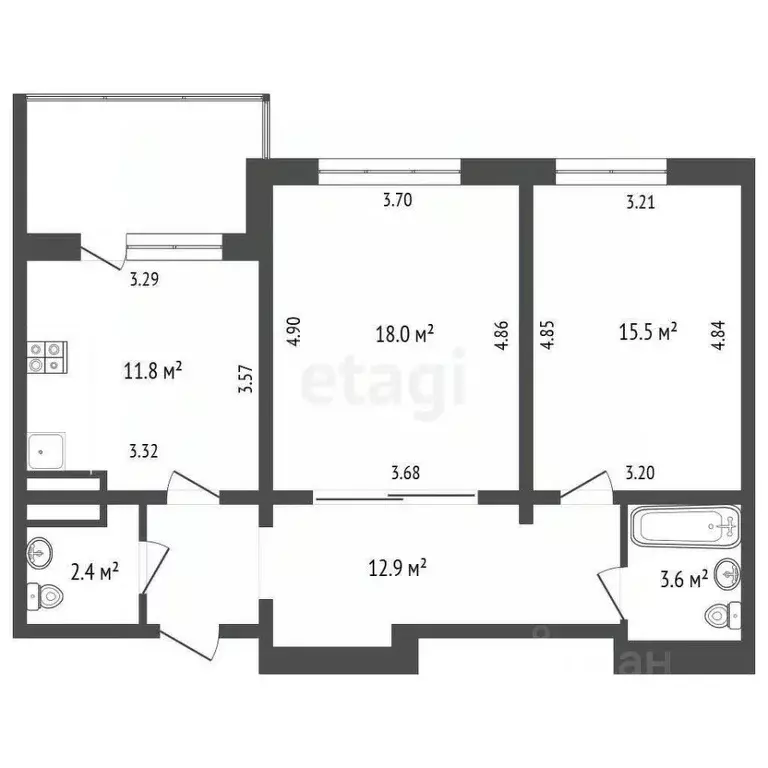 2-к кв. Севастополь просп. Античный, 8В (66.4 м) - Фото 2