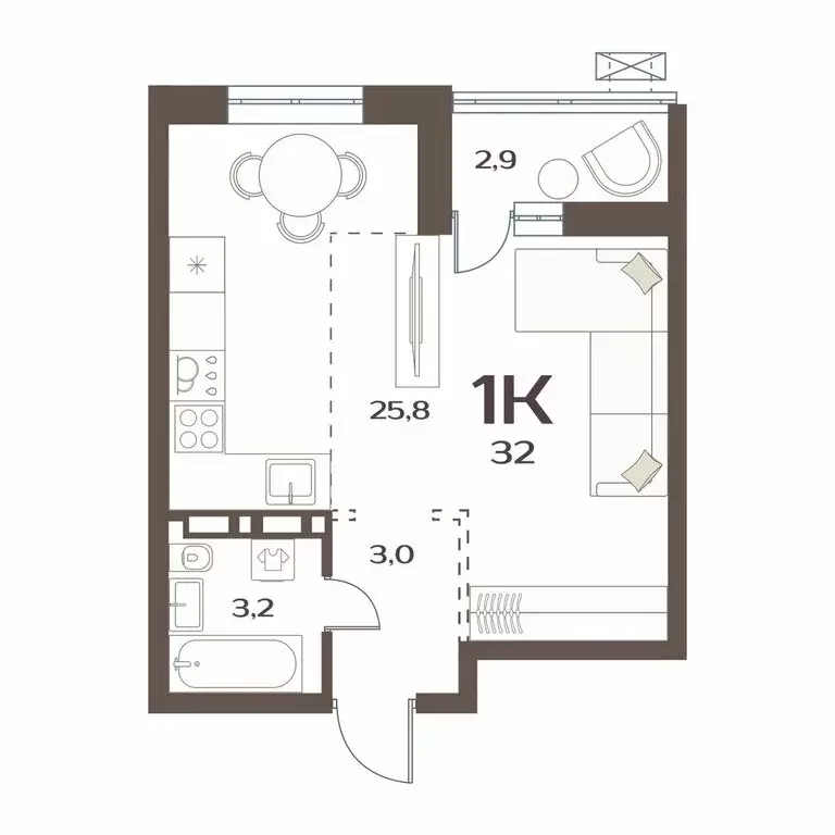 1-комнатная квартира: Владивосток, улица Коммунаров, 15к1 (32 м) - Фото 1