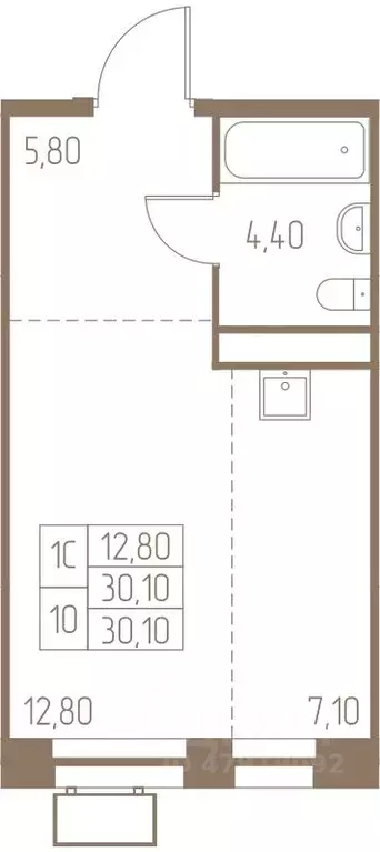 1-к кв. Московская область, Пушкино Фабрикант жилой комплекс, 1 (30.1 ... - Фото 1