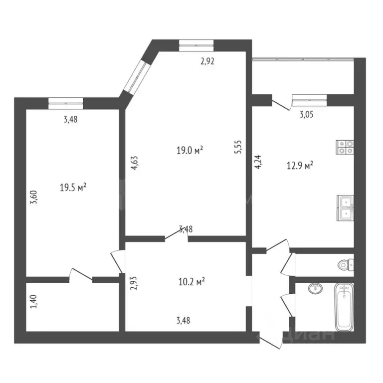 2-к кв. Тюменская область, Тюмень Широтная ул., 96 (74.0 м) - Фото 2