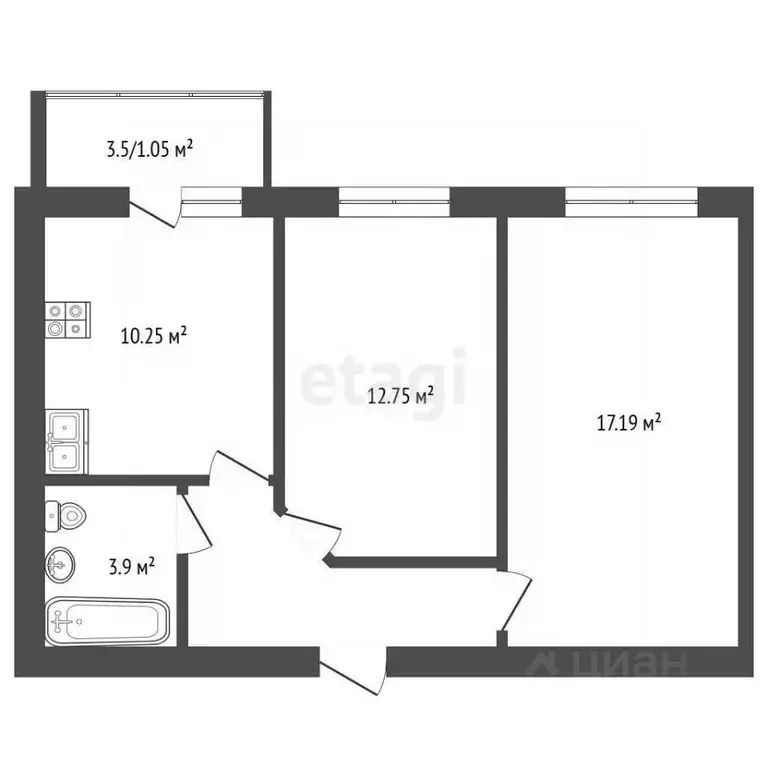 2-к кв. Ярославская область, Ярославль ул. Комкора Хрипина, 3 (52.0 м) - Фото 1