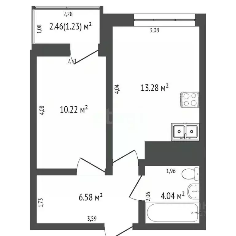 1-к кв. Татарстан, Казань ул. Новаторов, 8Б (34.9 м) - Фото 2