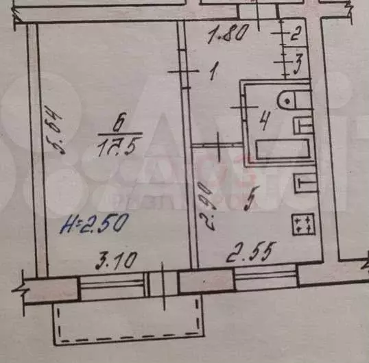 1-к. квартира, 31 м, 5/5 эт. - Фото 0