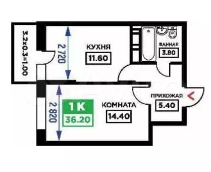 1-к. квартира, 36,5 м, 13/16 эт. - Фото 0