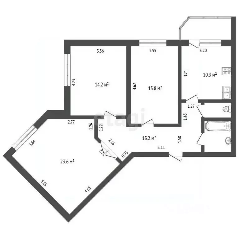 3-к кв. Ханты-Мансийский АО, Сургутский район, Барсово пгт Центральная ... - Фото 1