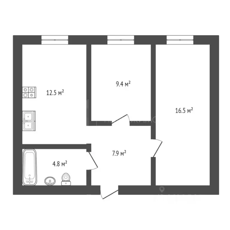 2-к кв. Тюменская область, Тюмень Новгородская ул., 14 (51.1 м) - Фото 1