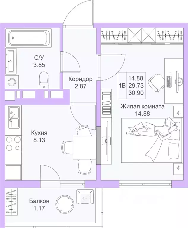 1-к кв. Татарстан, Казань ул. Александра Курынова, 5к2 (31.1 м) - Фото 0