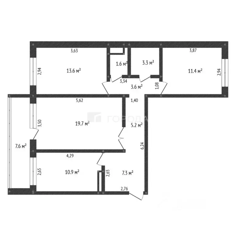 3-к кв. Томская область, Томск Урожайный пер., 29/1 (76.6 м) - Фото 1