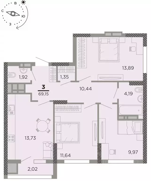 3-к кв. Рязанская область, Рязань Совхозная ул., 6 (69.15 м) - Фото 0