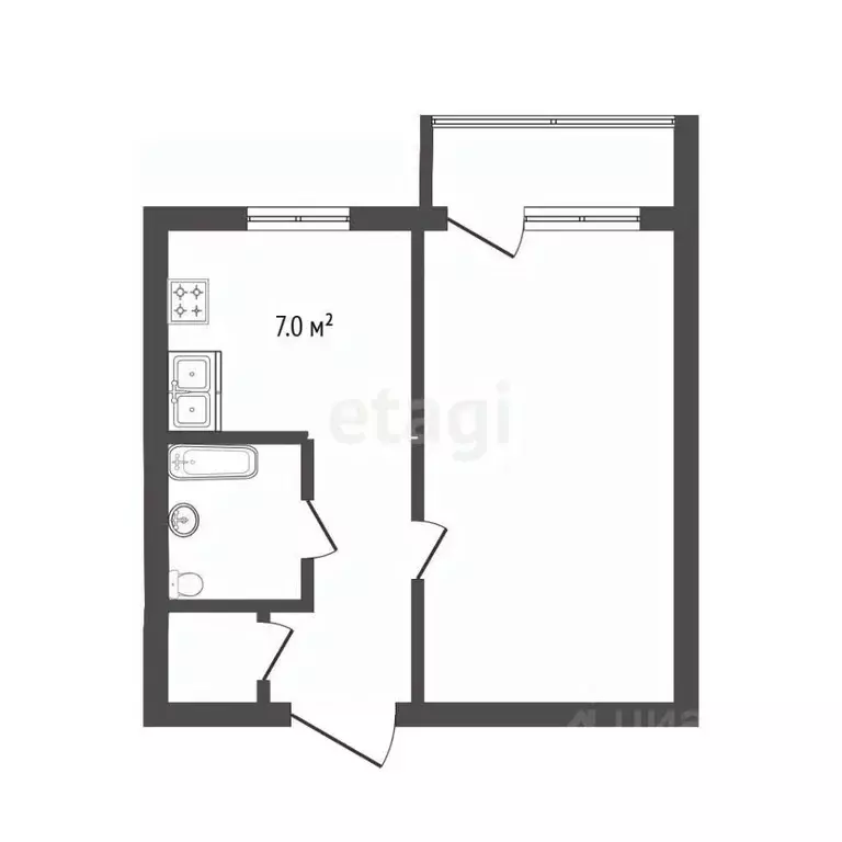 1-к кв. Тюменская область, Тюмень Холодильная ул., 51 (32.3 м) - Фото 2