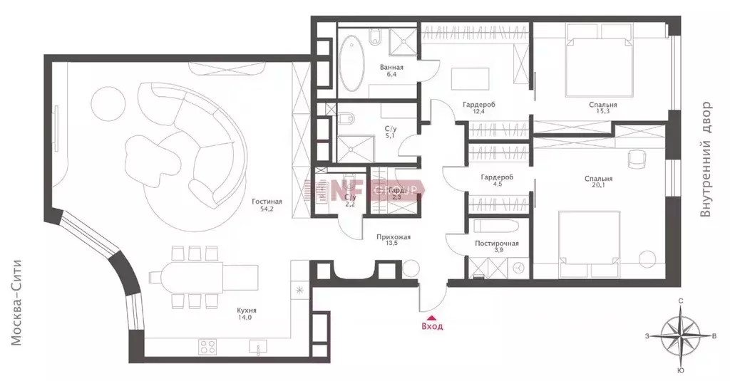 3-к кв. Москва Саввинская наб., 13 (156.2 м) - Фото 2