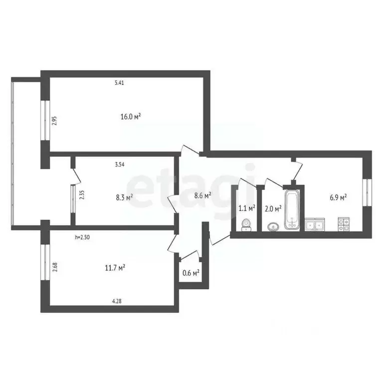 3-к кв. Крым, Красноперекопск 10-й мкр, 7 (55.2 м) - Фото 2