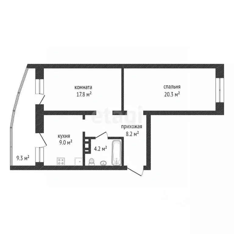 2-к кв. Красноярский край, Красноярск Норильская ул., 54 (59.8 м) - Фото 1