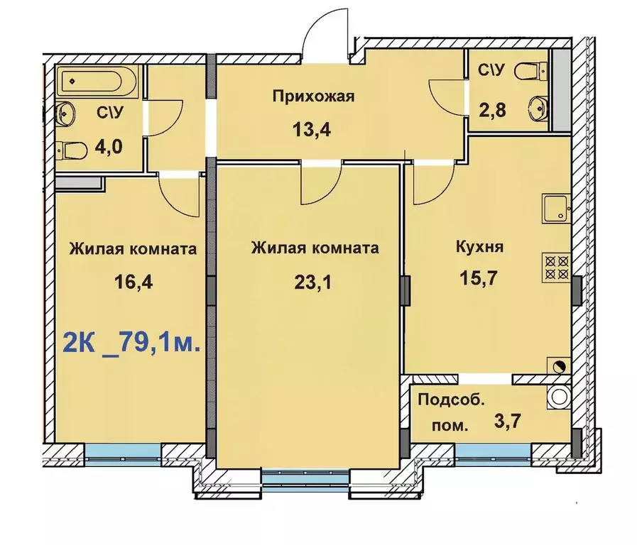 2-к кв. Ставропольский край, Ставрополь ул. Ленина, 201 (79.1 м) - Фото 1