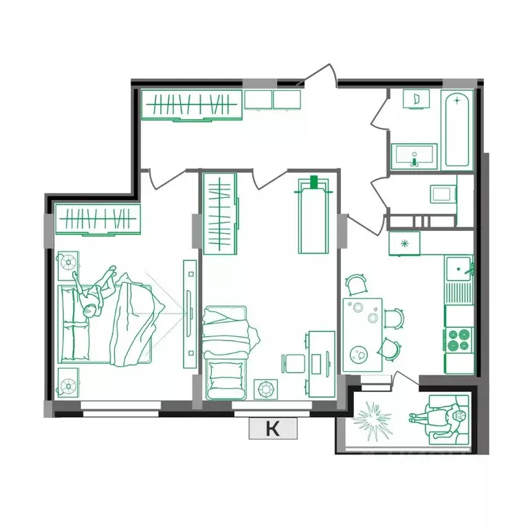 2-к кв. Владимирская область, Ковров Еловая ул., 82 (61.8 м) - Фото 1