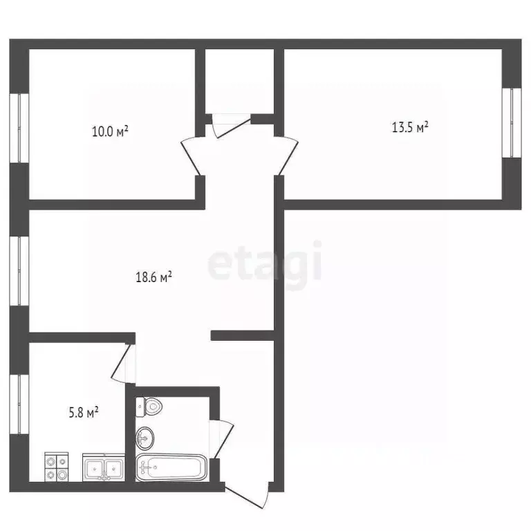 3-к кв. Башкортостан, Стерлитамак просп. Ленина, 81 (53.2 м) - Фото 1