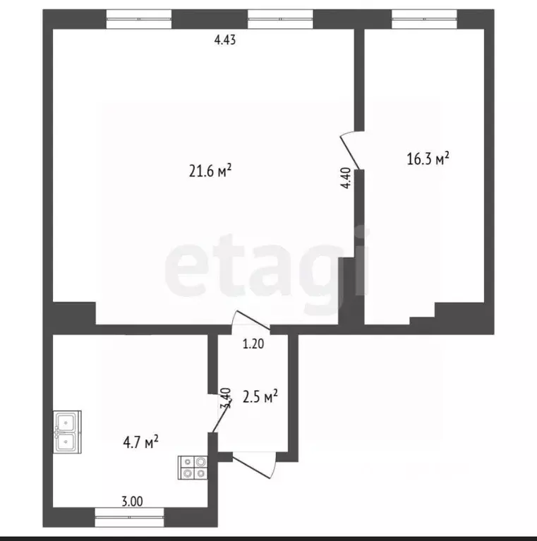 2-к кв. Калининградская область, Черняховск Театральная ул., 10 (38.3 ... - Фото 2