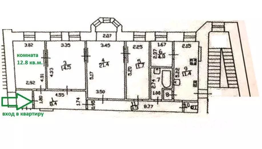 Комната Санкт-Петербург 8-я Советская ул., 47 (12.8 м) - Фото 1