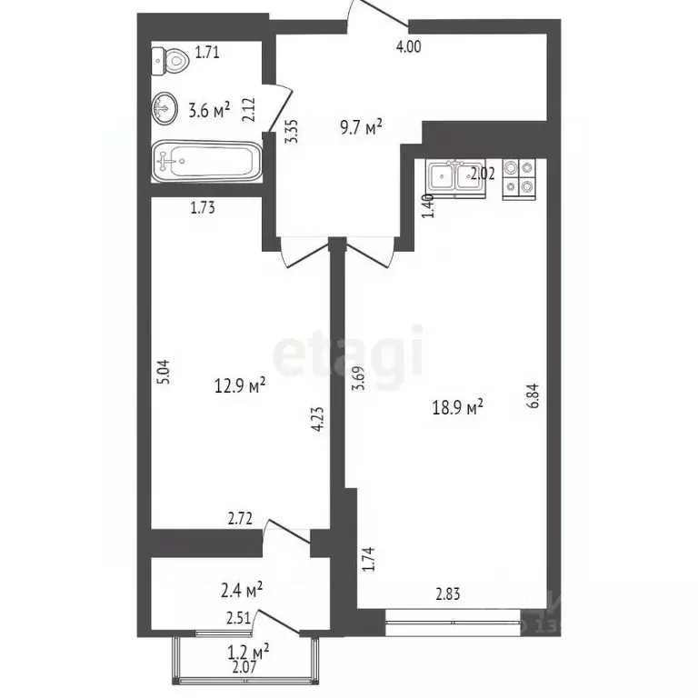 1-к кв. Тюменская область, Тюмень ул. Московский Тракт, 83к6 (45.5 м) - Фото 2