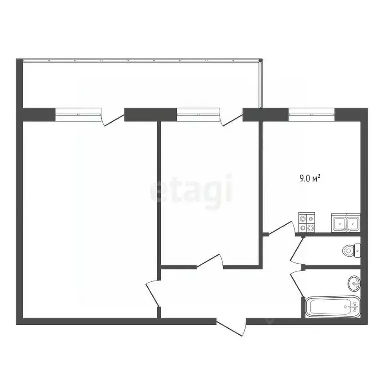 2-к кв. Тамбовская область, Тамбов ул. Карла Маркса, 176 (47.4 м) - Фото 2