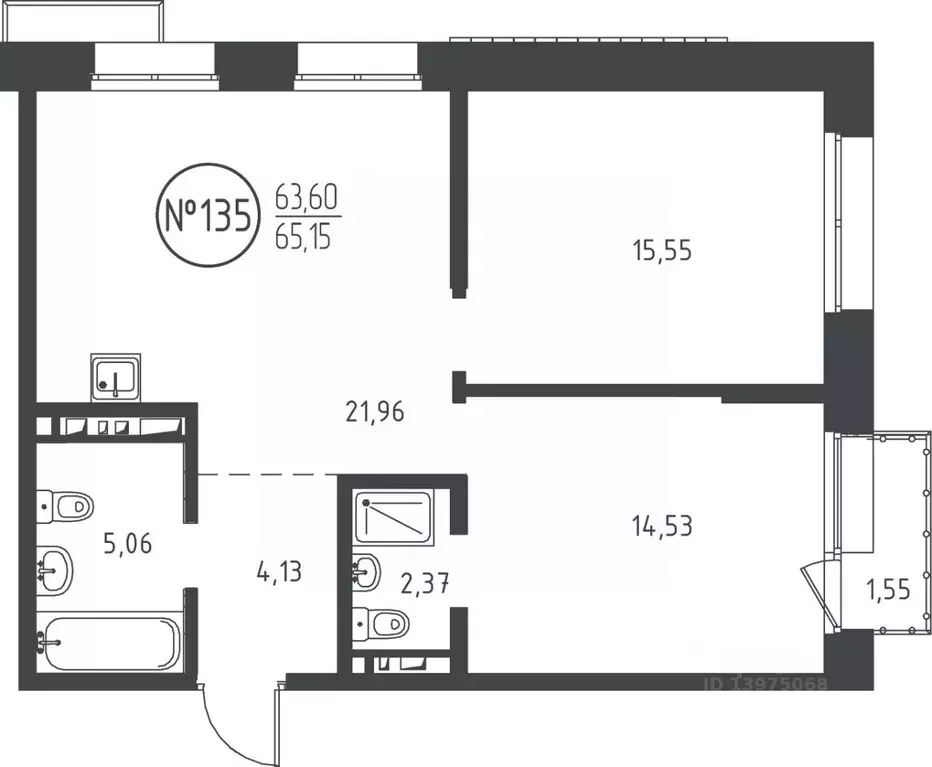 2-к кв. Иркутская область, Иркутск ул. Эдуарда Дьяконова, 11 (65.15 м) - Фото 0