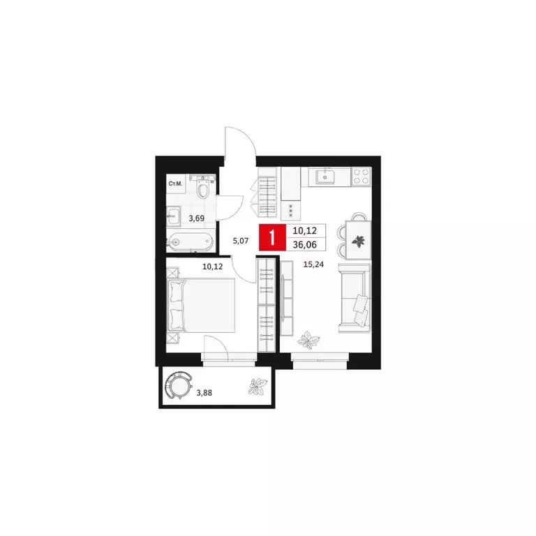 2-к кв. Башкортостан, Уфа ул. Большая Московская, 11 (68.02 м) - Фото 1
