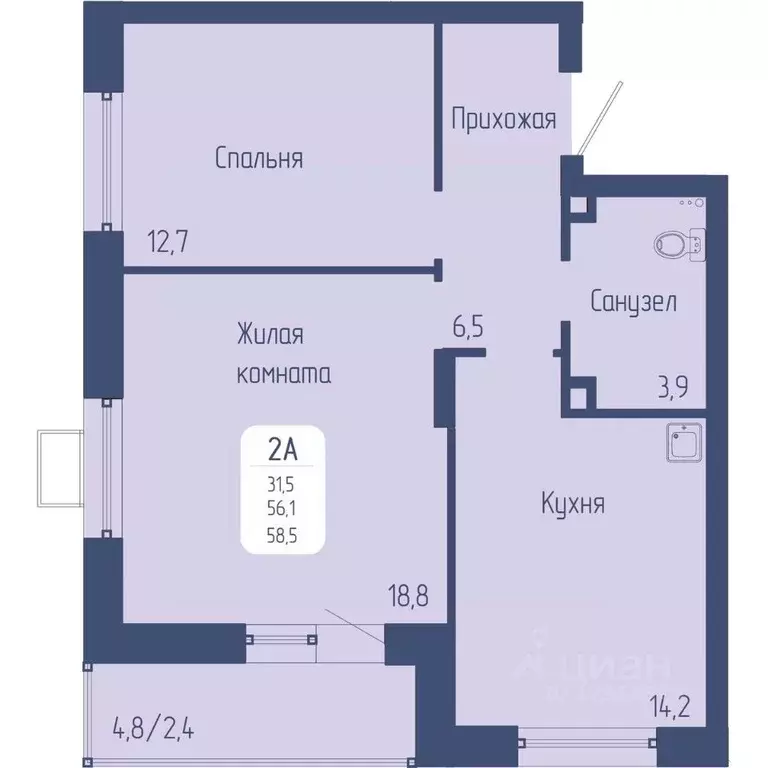 2-к кв. Красноярский край, Красноярск Свободный просп. (58.5 м) - Фото 1