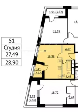 1-к кв. Москва ул. Берзарина, 30А (28.9 м) - Фото 1