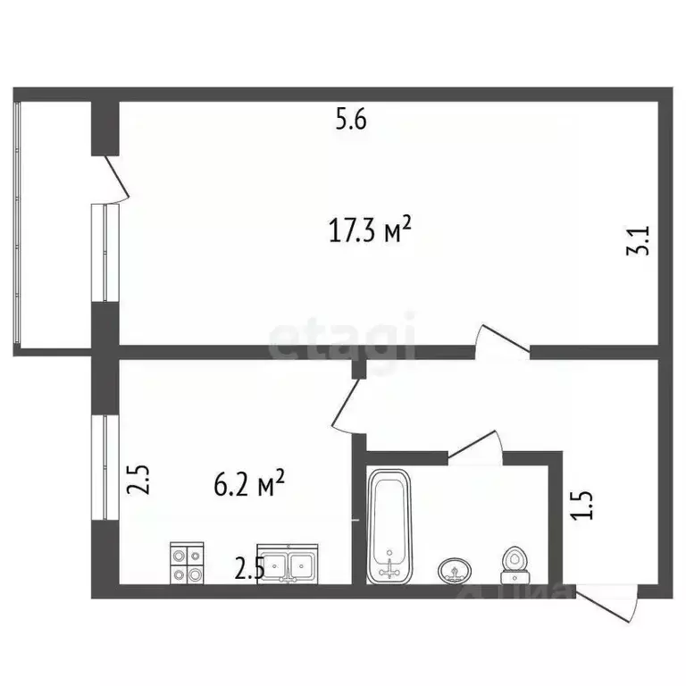 1-к кв. Ярославская область, Ярославль ул. Большие Полянки, 15 (31.4 ... - Фото 2
