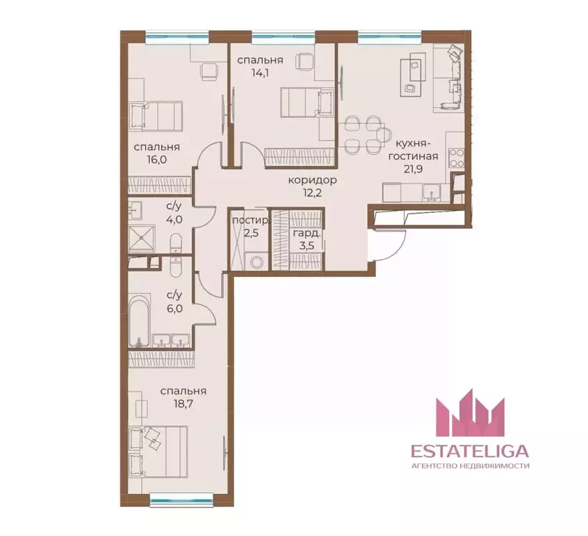 3-к кв. Москва ул. Нижние Мневники, 20 (98.9 м) - Фото 2