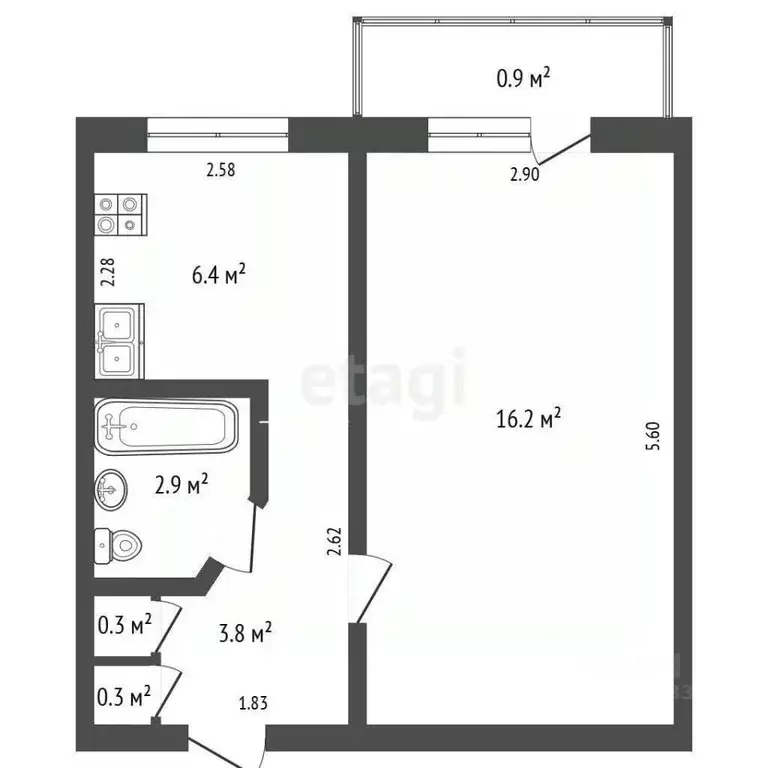 1-к кв. Крым, Евпатория ул. Советская, 5 (29.9 м) - Фото 2
