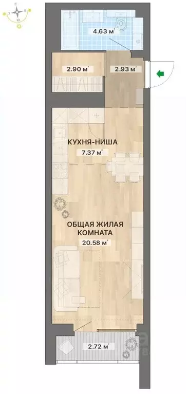 Студия Свердловская область, Екатеринбург пер. Ударников, 33 (41.13 м) - Фото 1