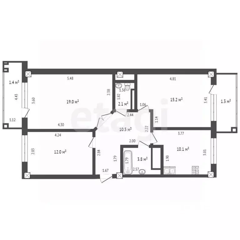 3-к кв. Омская область, Омск ул. Б.Г. Шаронова, 19 (72.9 м) - Фото 1