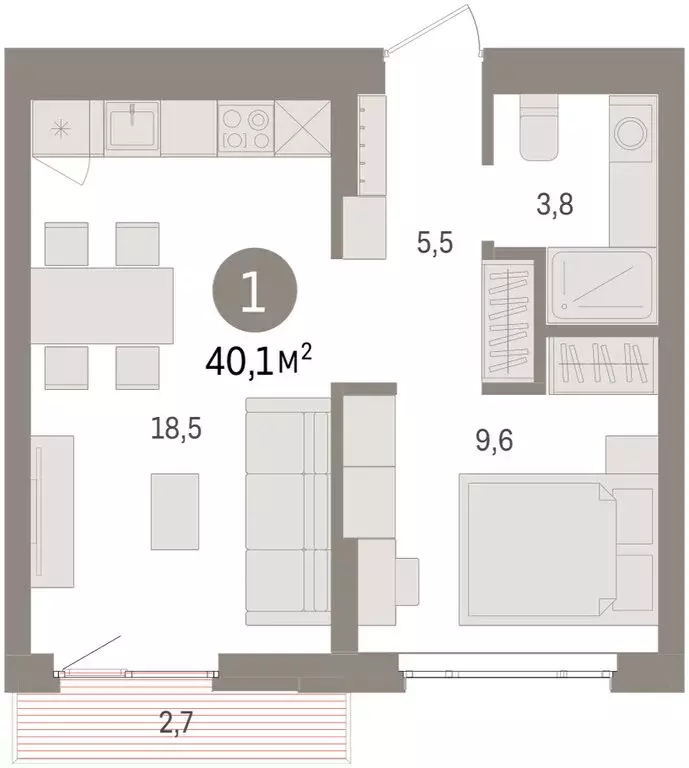 1-комнатная квартира: Екатеринбург, жилой район Сортировочный, ... - Фото 2