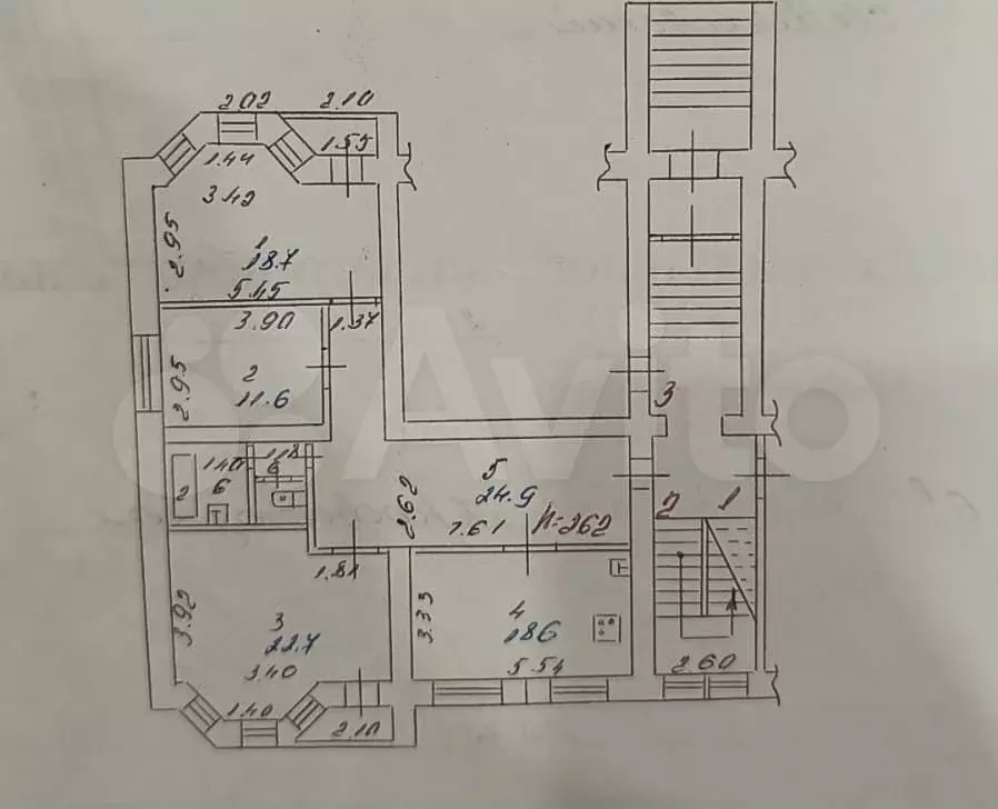 3-к. квартира, 103,4 м, 1/5 эт. - Фото 0