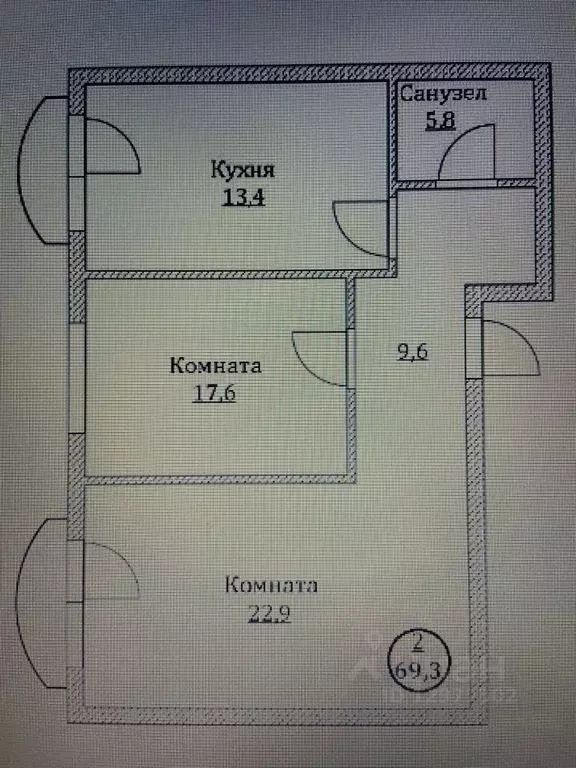 2-к кв. Калининградская область, Светлогорск Почтовая ул, 8а (69.3 м) - Фото 1
